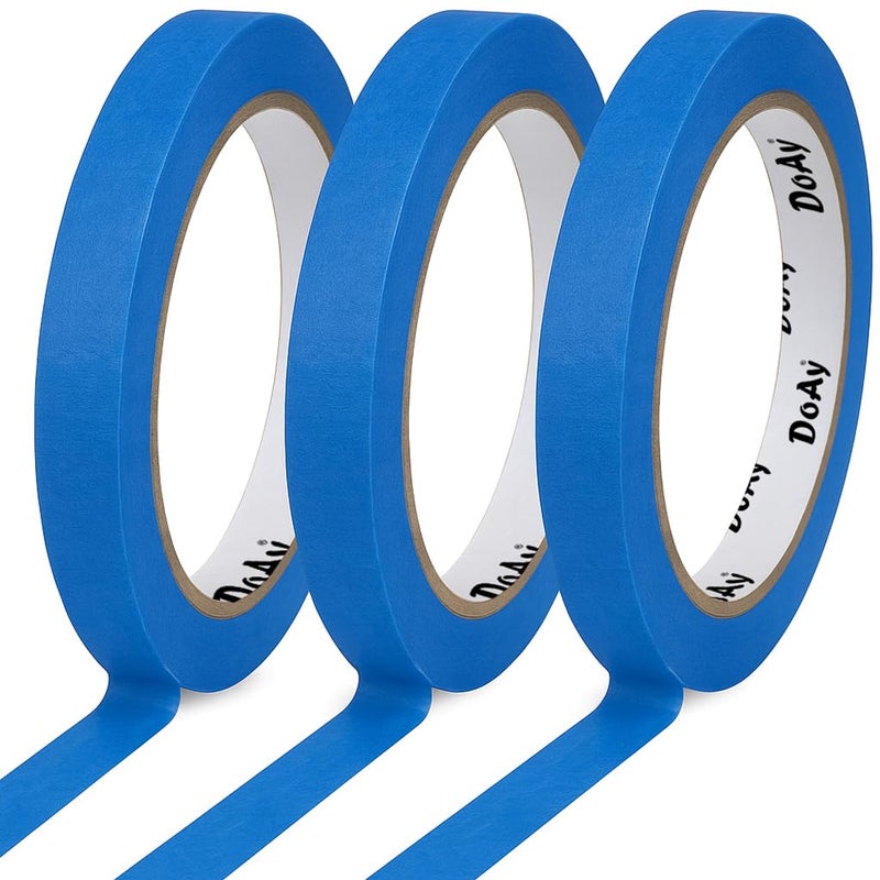 DOAY 3 Pack Blue Painters Tape - Masking Tape 0.50 Inch Wide - Multi-Surface, Smart Adhesion, Indoor & Outdoor - 270FT Total - Paint Tape for DIY, Labeling, Art, Car, General Purpose (#3910) - Image 2